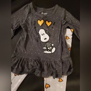 Peanuts Gray Long Sleeve Dress with Heart Leggings